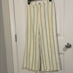 Tahari Cream Pants with Green Stripe nwot